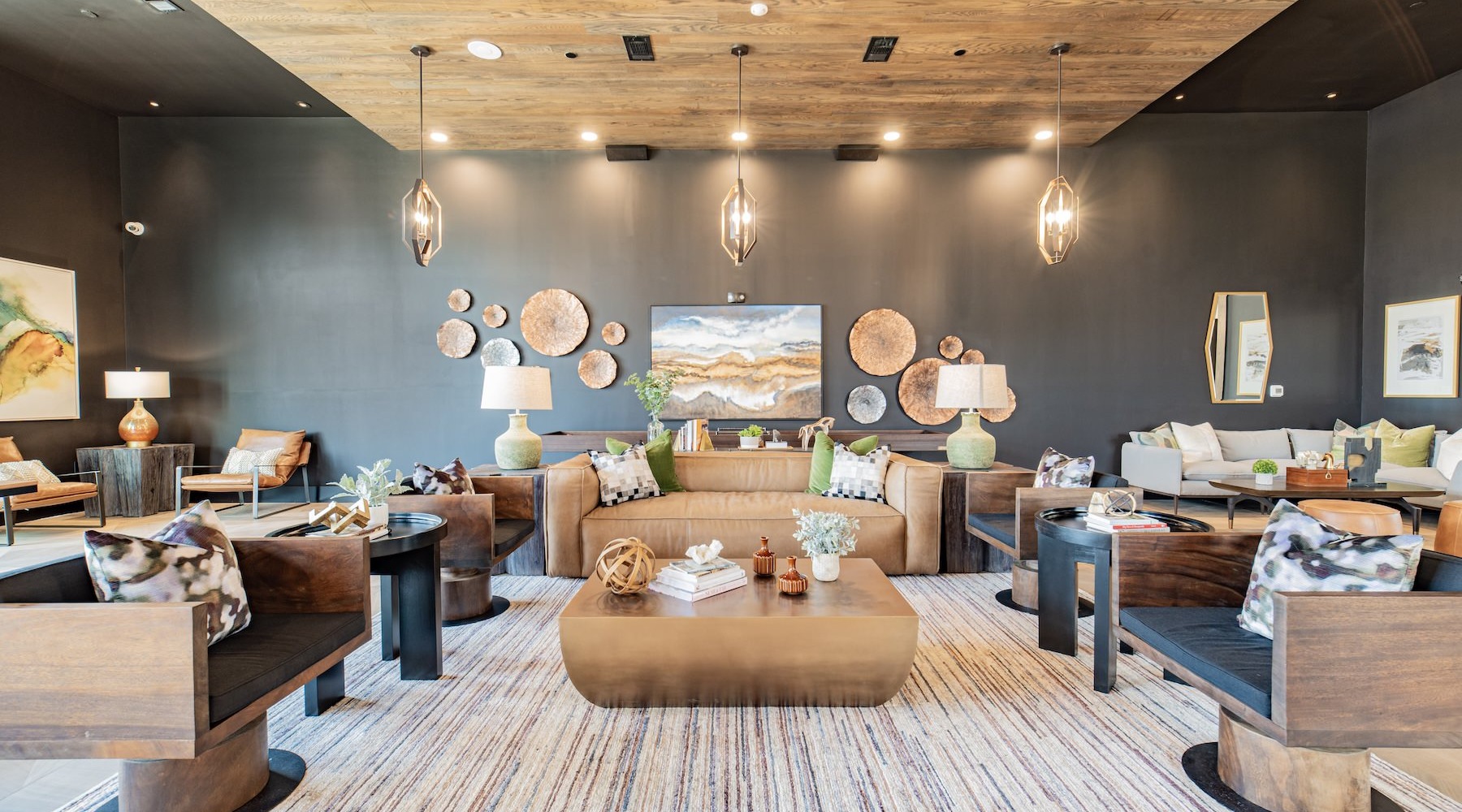 a clubhouse room with furniture