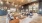a clubhouse room with a couch and a table